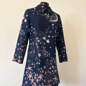 Star print vintage-style A-line shift dress SZ M